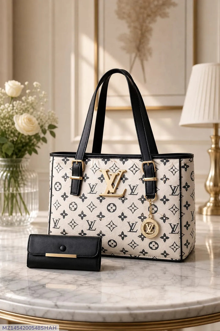 Women LV Monogram Shoulder Bag White Leather