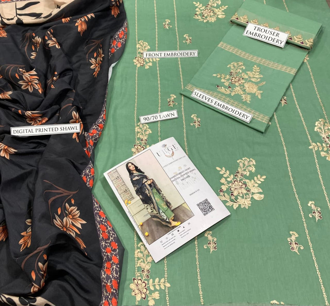 PURE LAWN 3PC EMBROIDERED