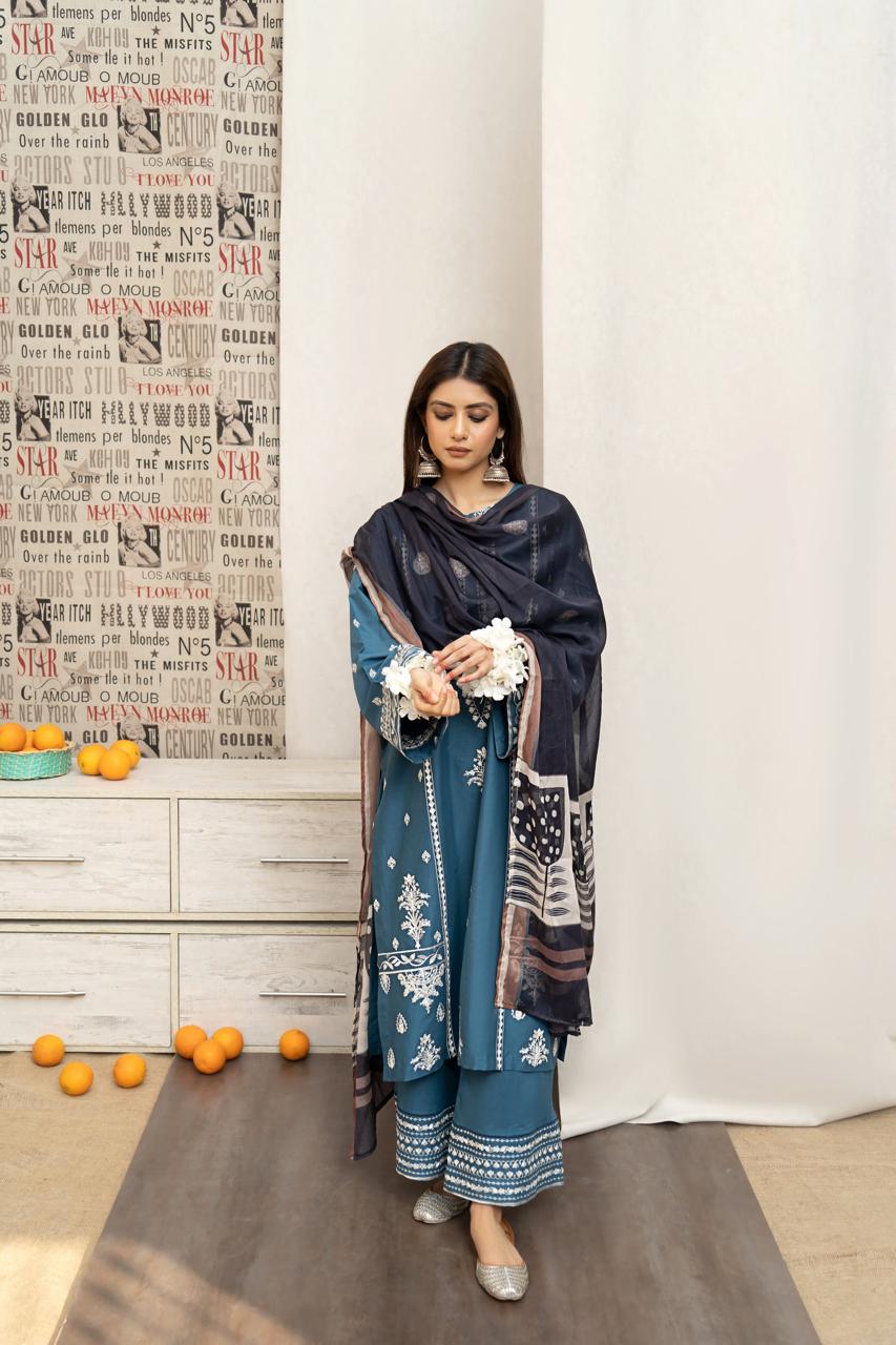 Heavy Embroidered Lawn with Dupata