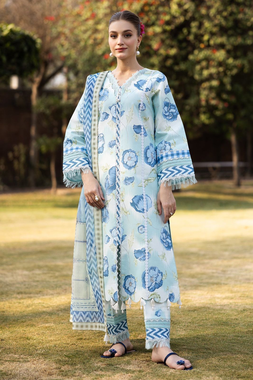 Stylish Digital Printed Front & Back Lawn Dress