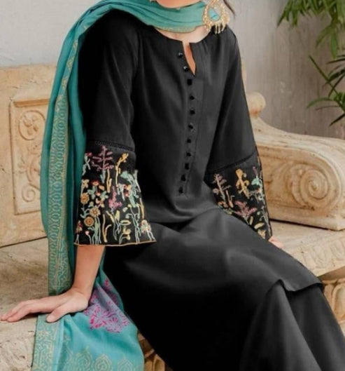 Printed Lawn Heavy  Embroidered Trouser