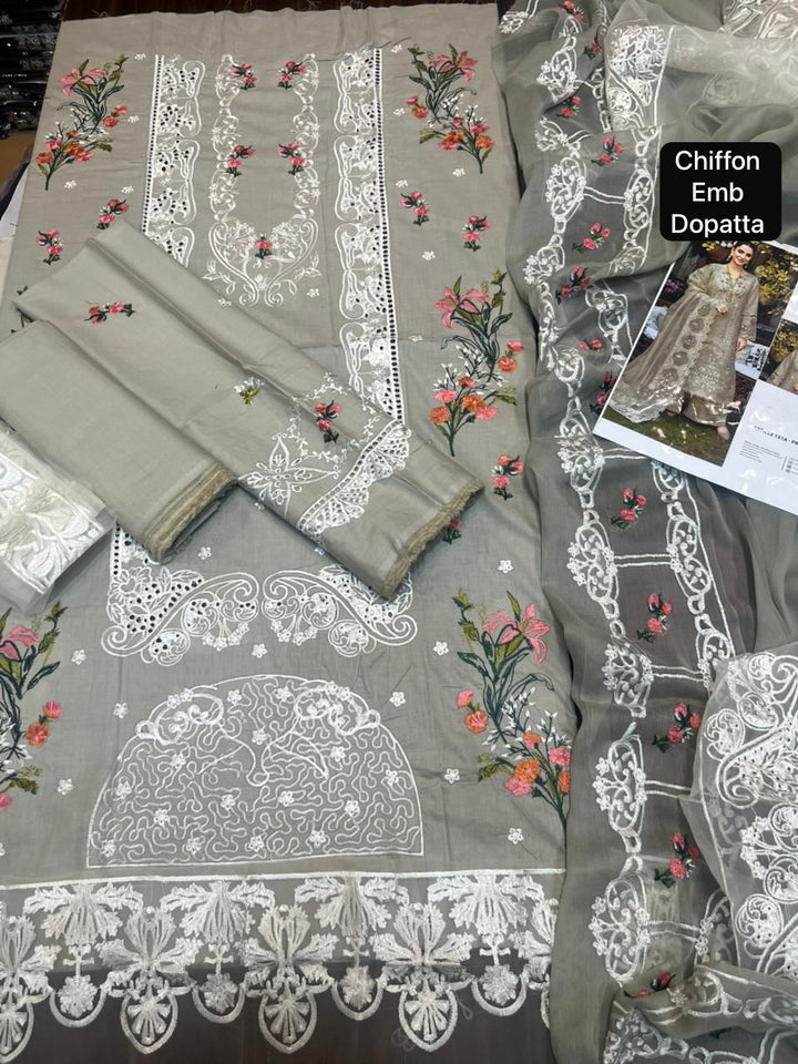 Luxury Lawn with Ready to wear Chiffon  Emb Dopatta