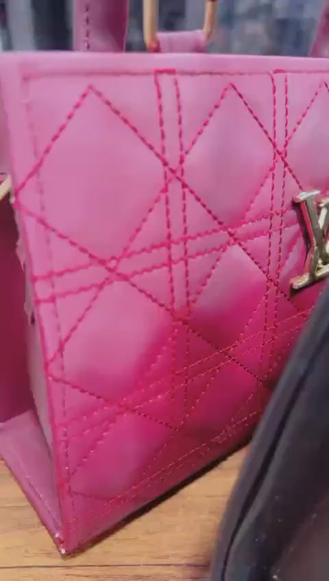 Beige Quilted Shoulder Bag With Lv Logo For Woman