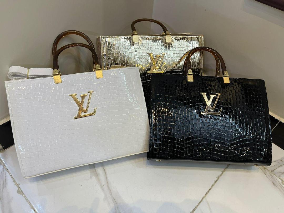Black Croc Textured Lv Tie Bag With Detachable Straps