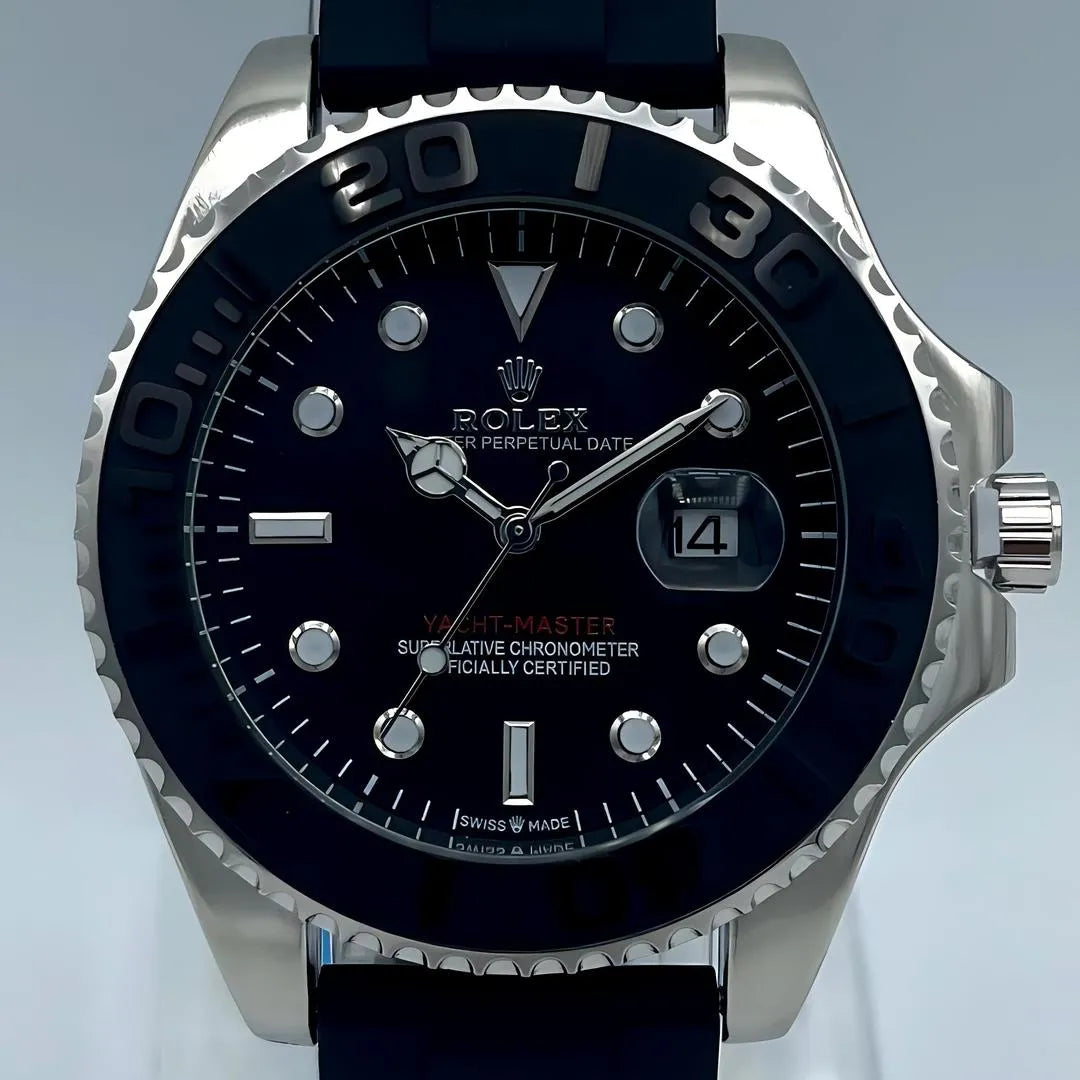 Rolex Quartz Black Dail Men's Watch Water Resistant Stainless Steel
