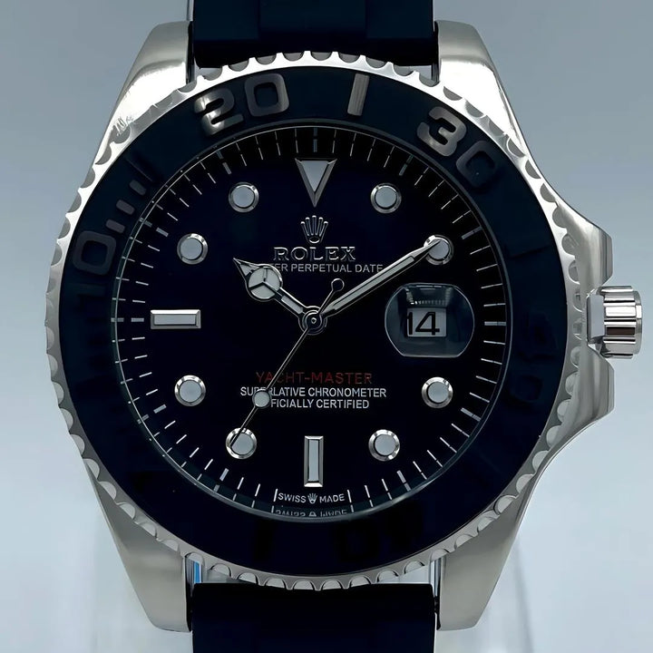 Rolex Quartz Black Dail Men's Watch Water Resistant Stainless Steel