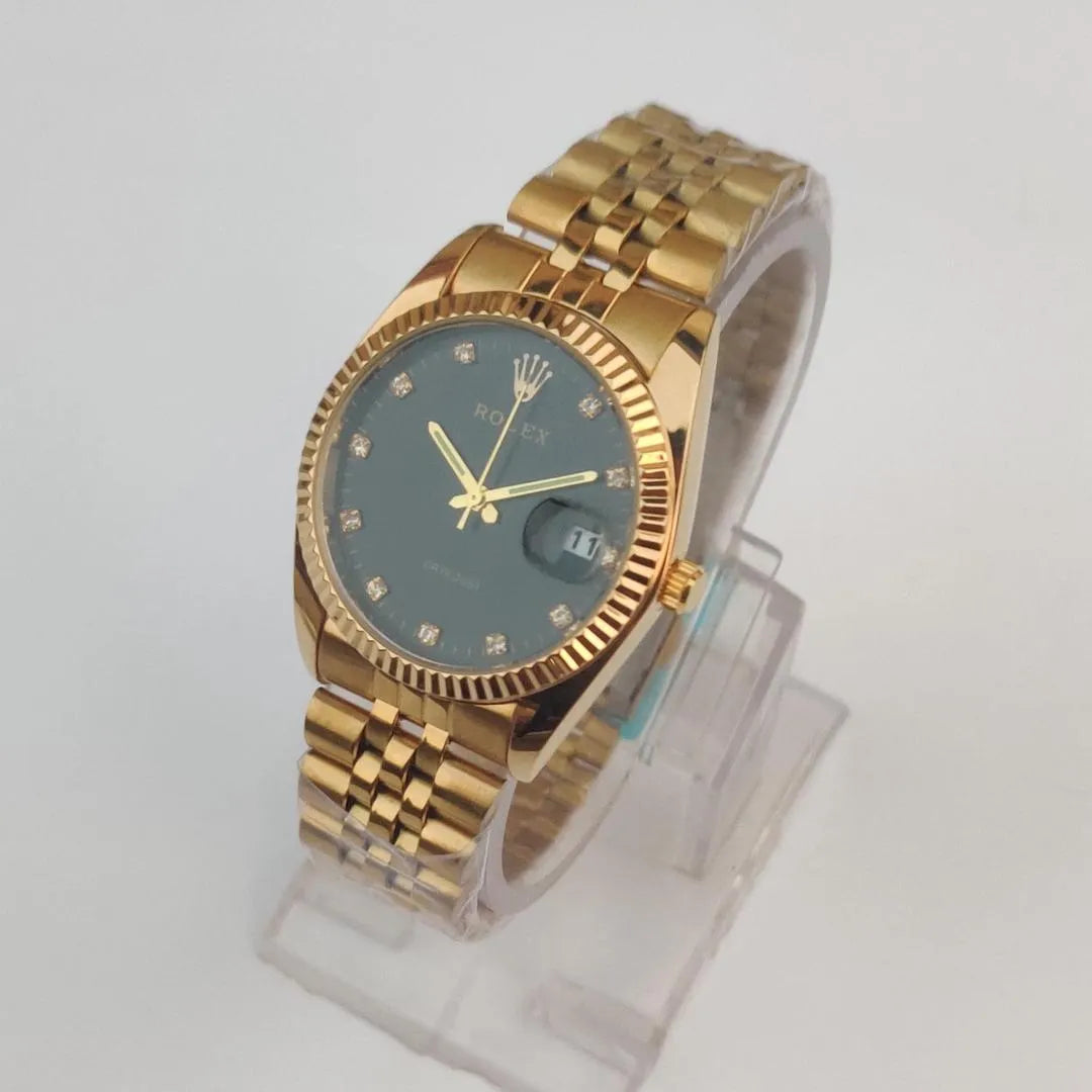 Men's Gold Stainless Steel Chain Watch With  Diamond Dial