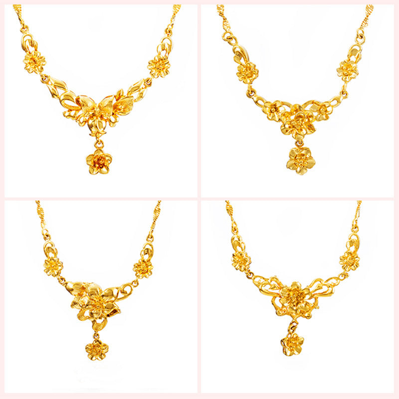 Gold Flower Necklace For Women Wedding  Collarbone Chain