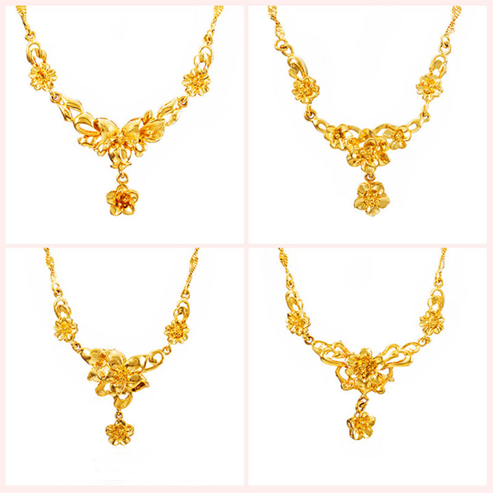 Gold Flower Necklace For Women Wedding  Collarbone Chain