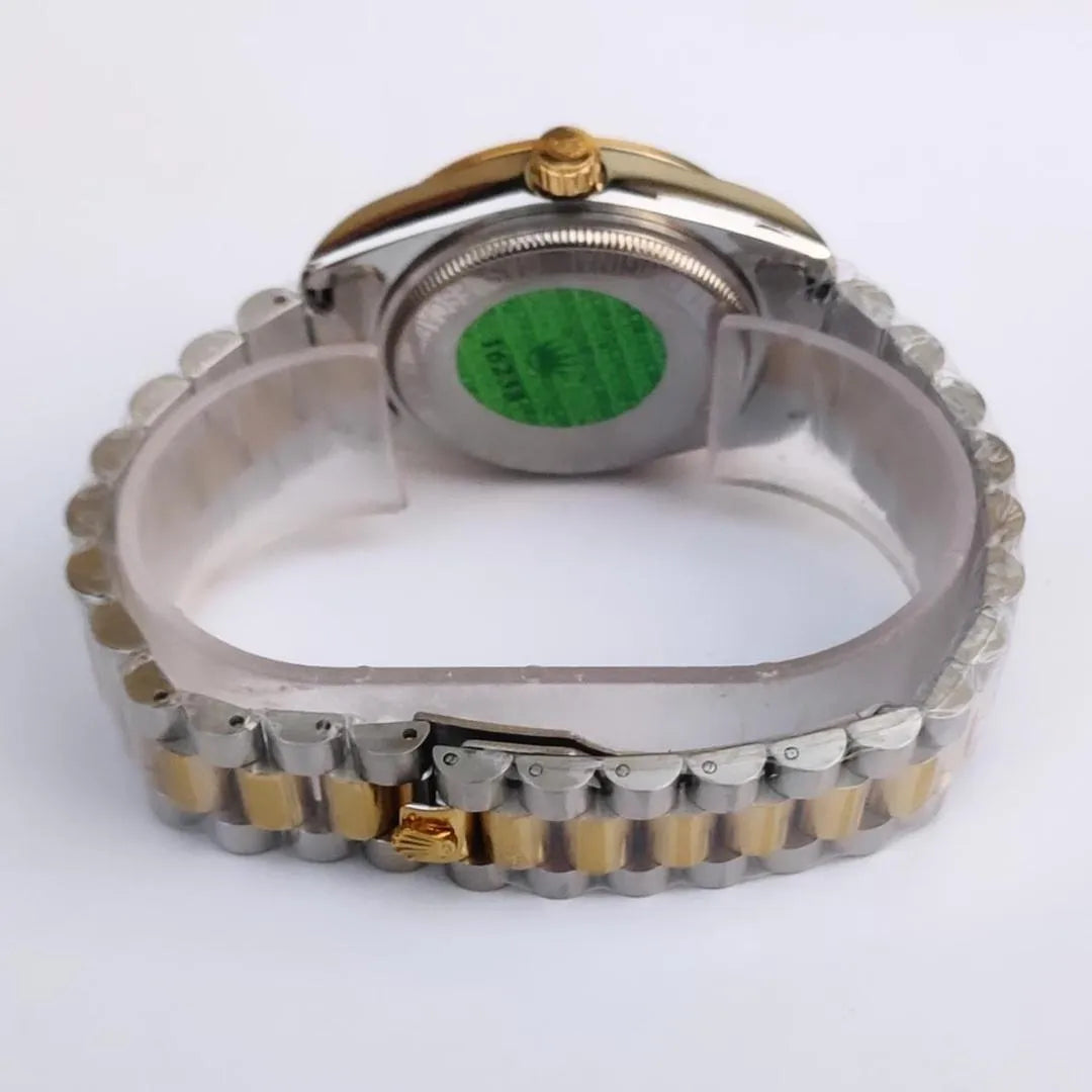Men's Gold Silver Two Tone Watch With Diamond And Day Date