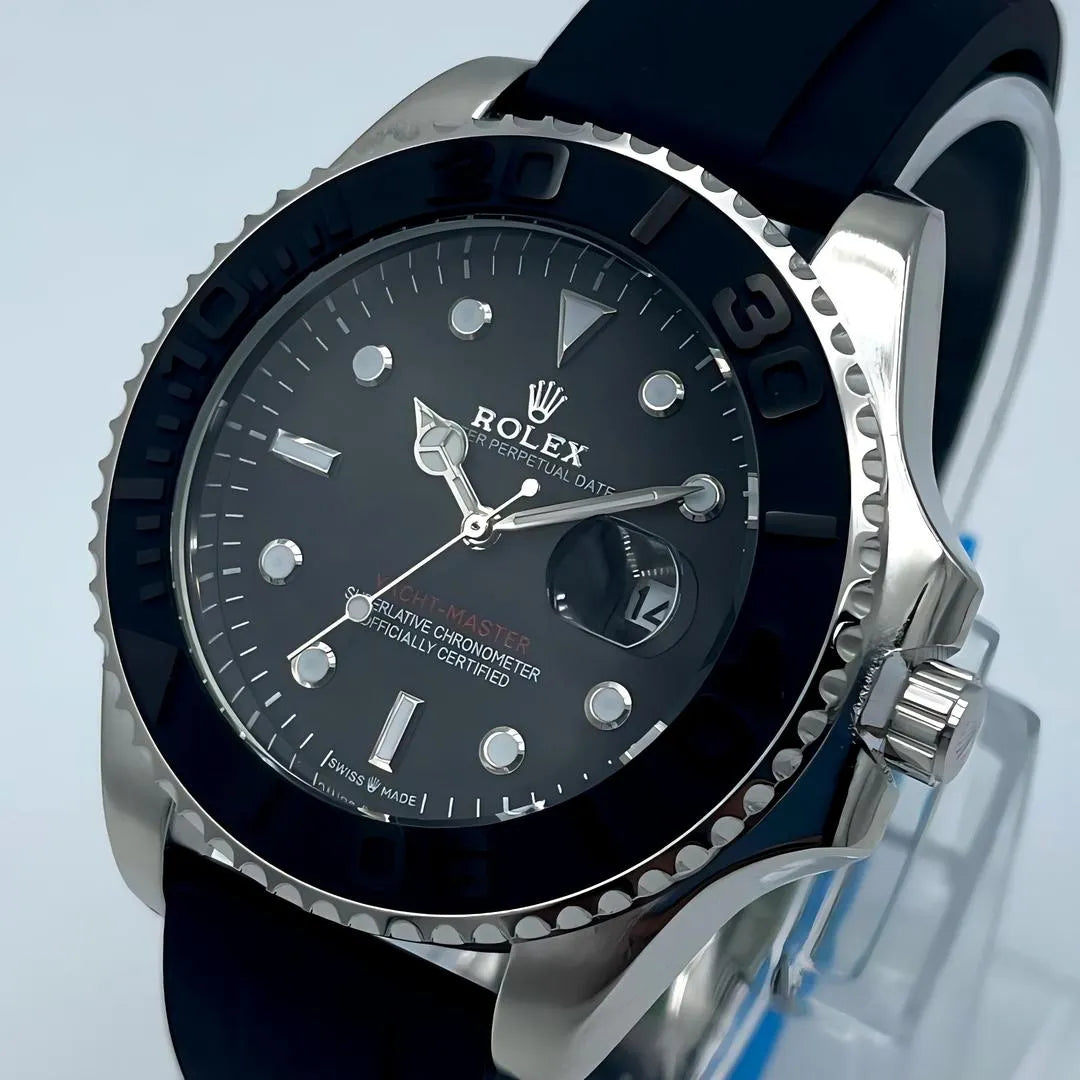 Rolex Quartz Black Dail Men's Watch Water Resistant Stainless Steel