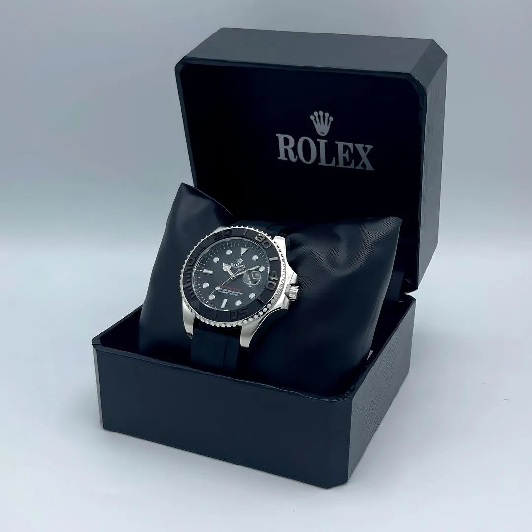 Rolex Quartz Black Dail Men's Watch Water Resistant Stainless Steel