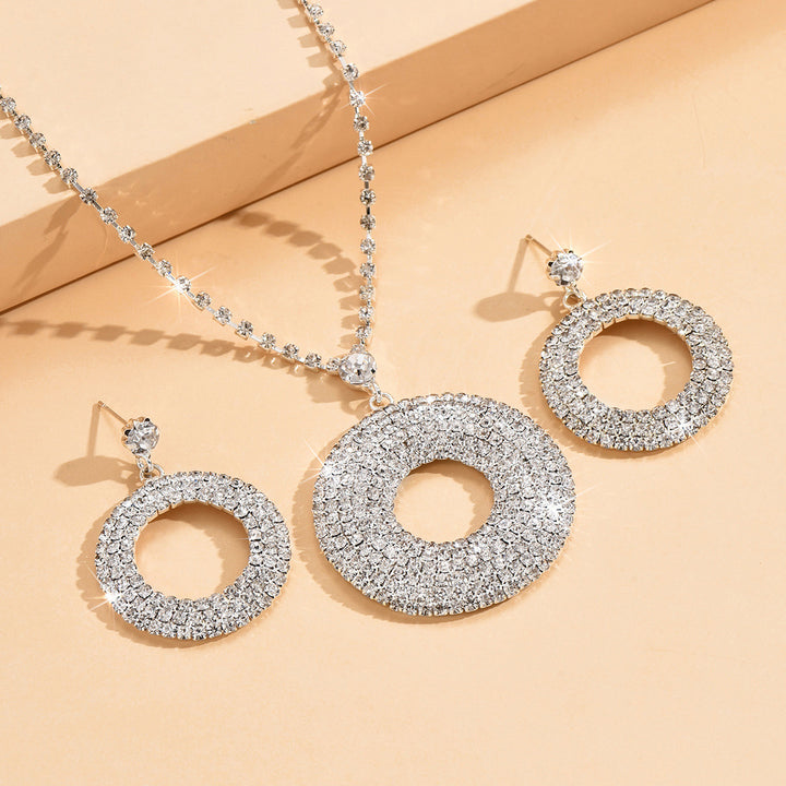 Large Silver Diamond Pandent Set For Women