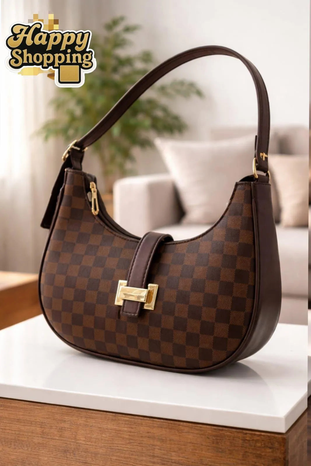 Luxury Brown Shoulder Bag With Gold Hardware For Eid Offer Wear