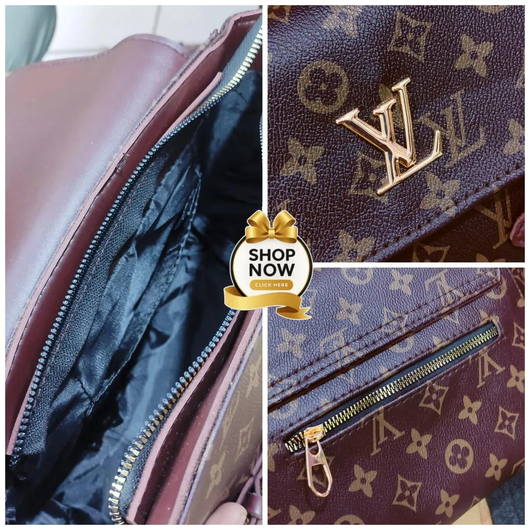 LV Checkered Shoulder Bag Medium Soft Leather Long Strap