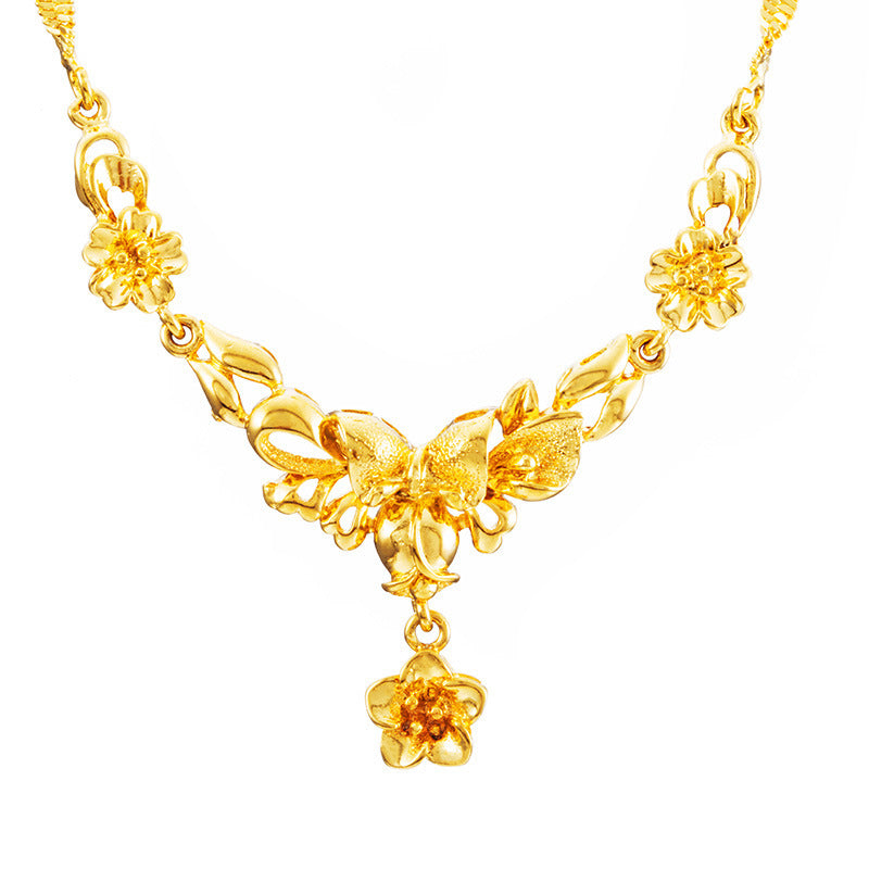 Gold Flower Necklace For Women Wedding  Collarbone Chain