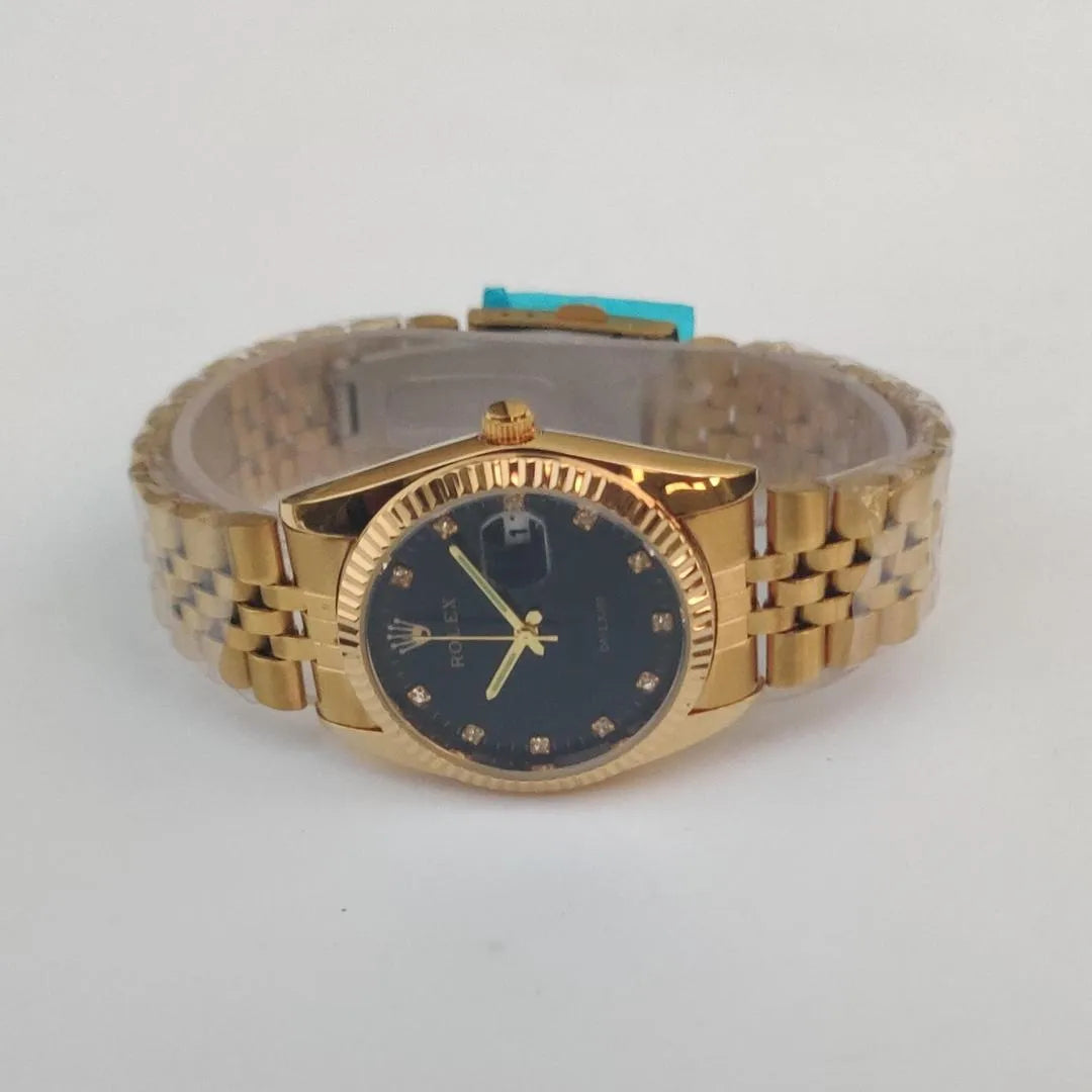 Men's Gold Stainless Steel Chain Watch With  Diamond Dial