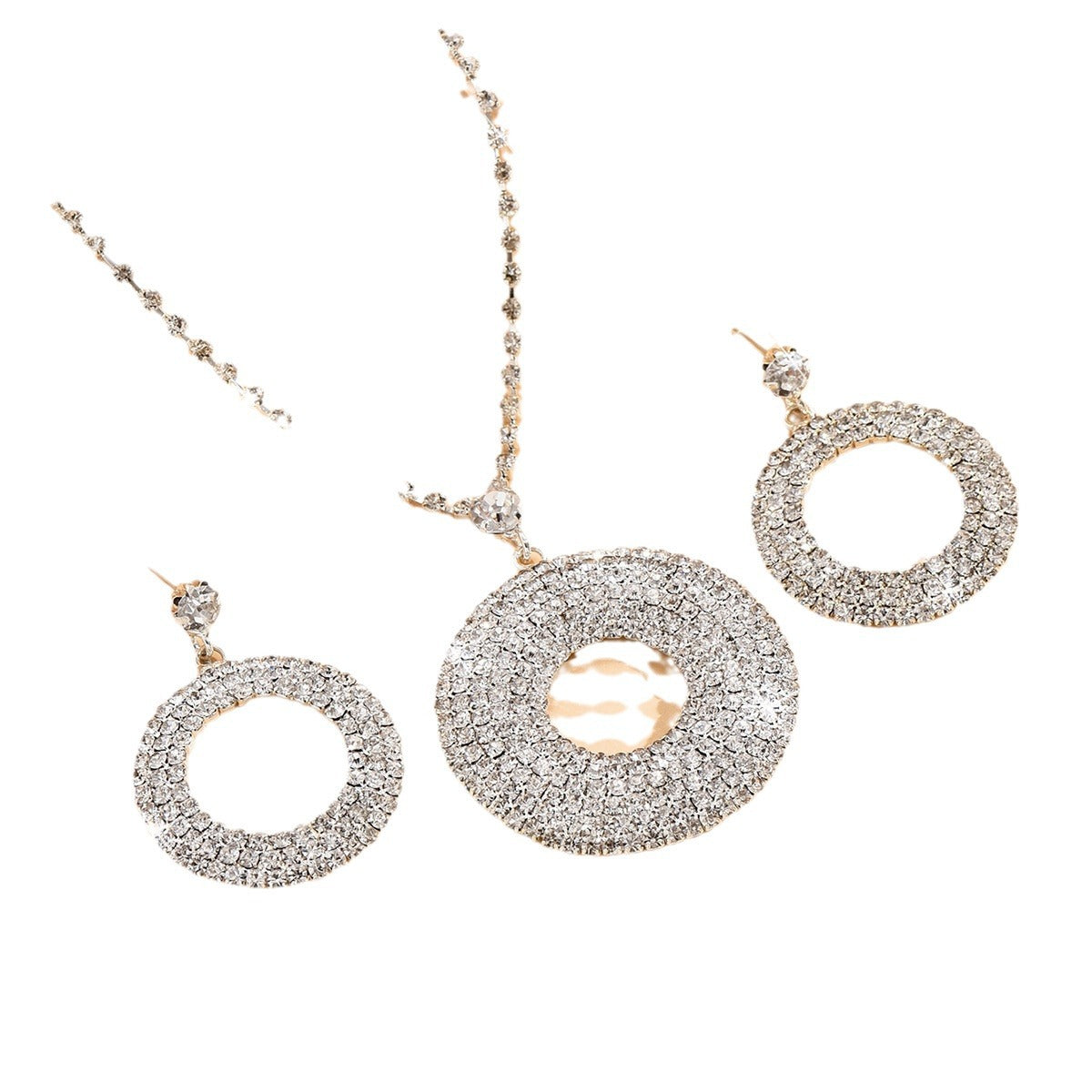 Large Silver Diamond Pandent Set For Women