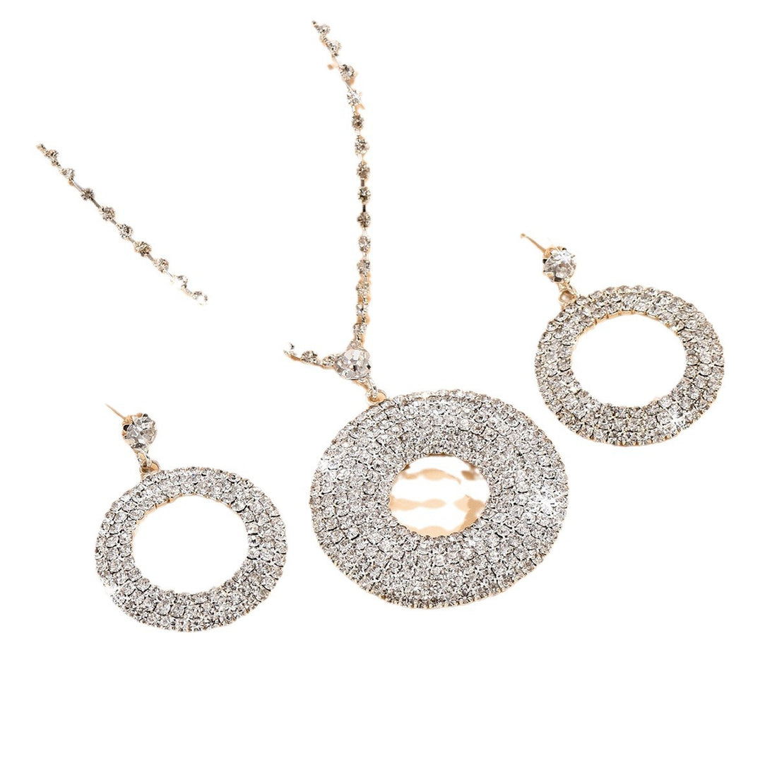 Large Silver Diamond Pandent Set For Women