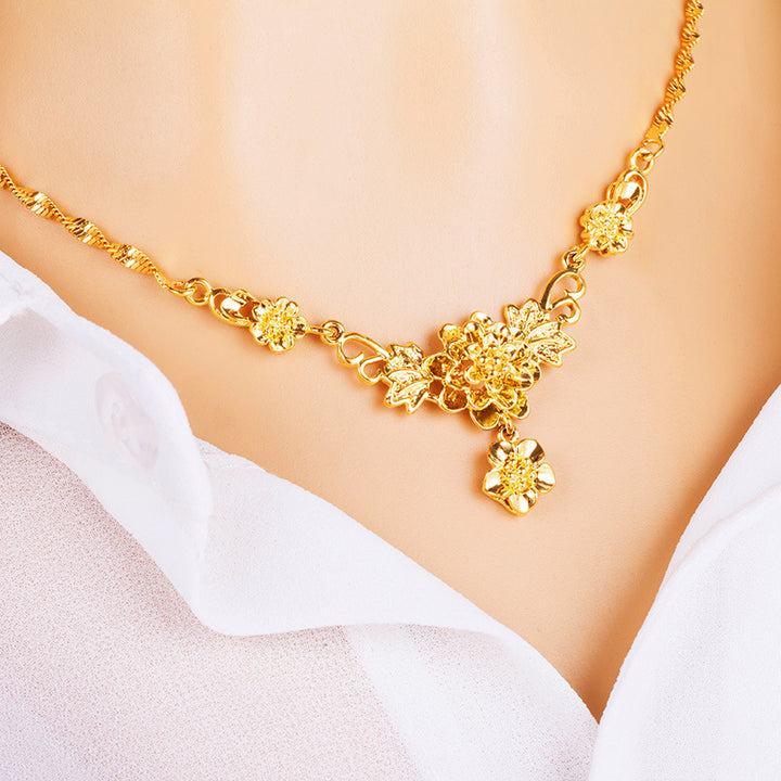 Gold Flower Necklace For Women Wedding  Collarbone Chain
