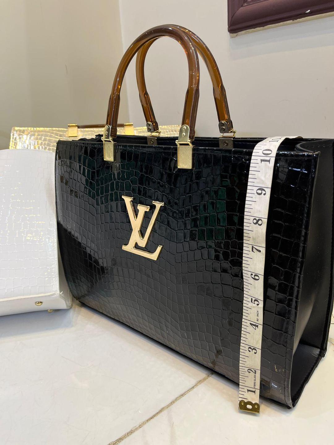 Black Croc Textured Lv Tie Bag With Detachable Straps