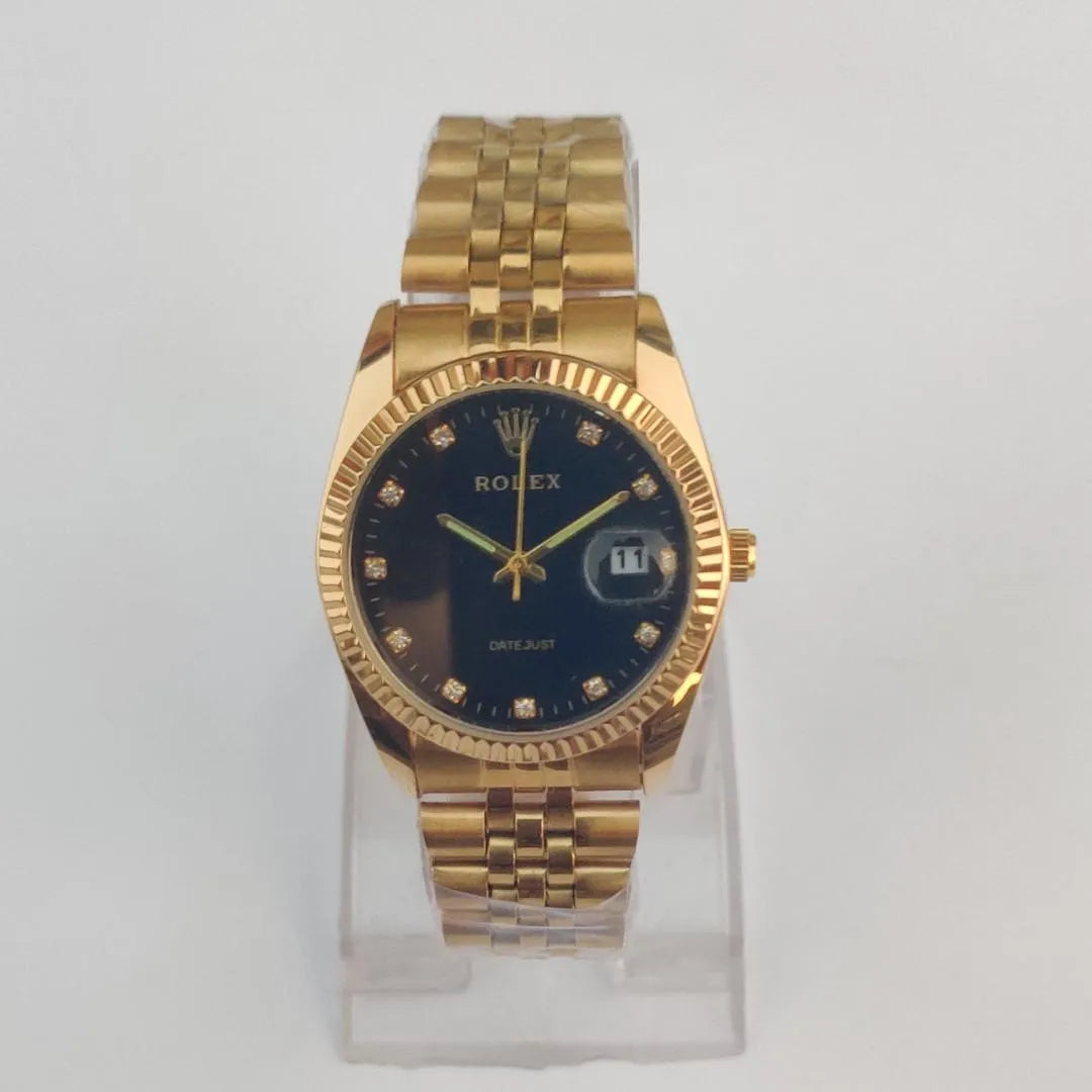 Men's Gold Stainless Steel Chain Watch With  Diamond Dial