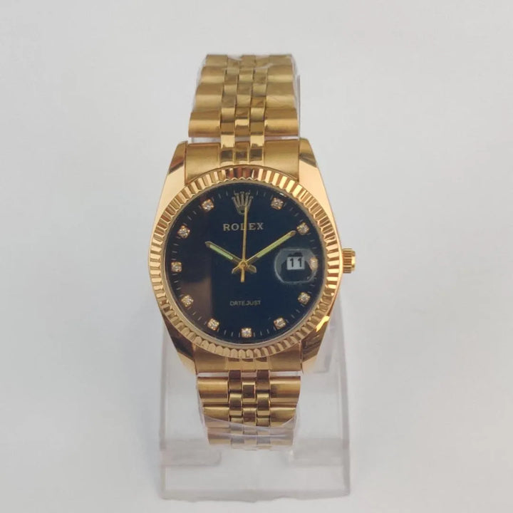 Men's Gold Stainless Steel Chain Watch With  Diamond Dial