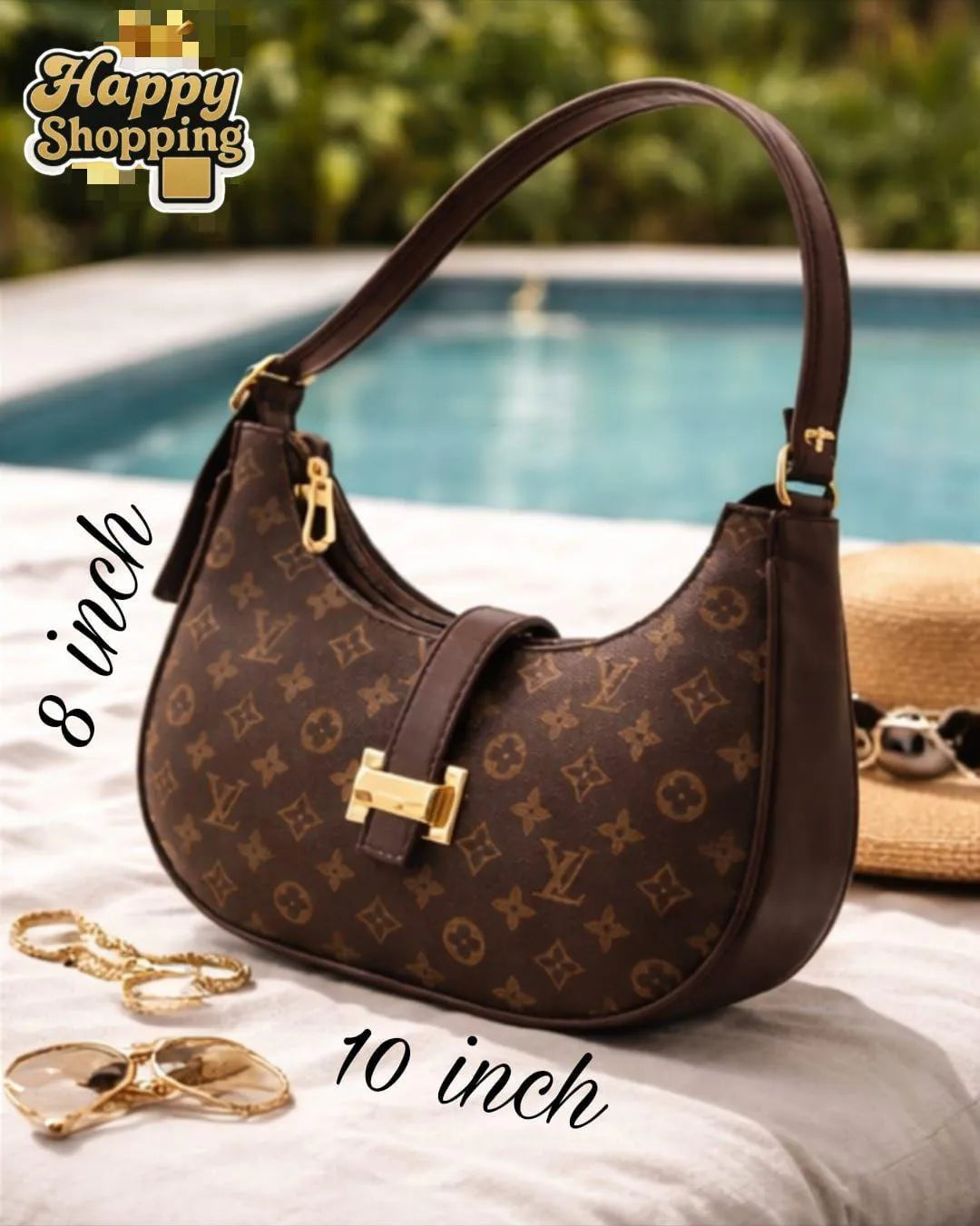 Luxury Brown Shoulder Bag With Gold Hardware For Eid Offer Wear