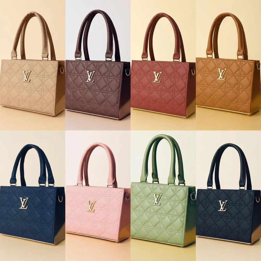 Beige Quilted Shoulder Bag With Lv Logo For Woman