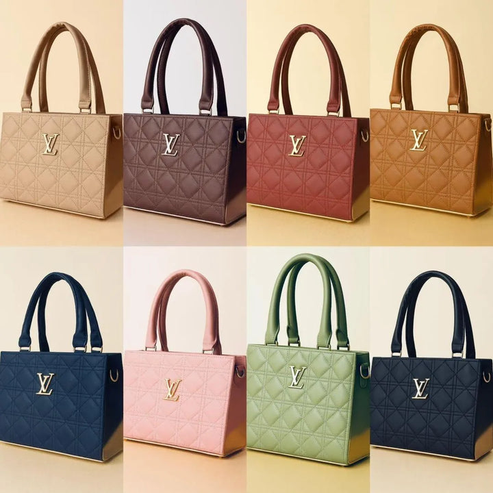 Beige Quilted Shoulder Bag With Lv Logo For Woman