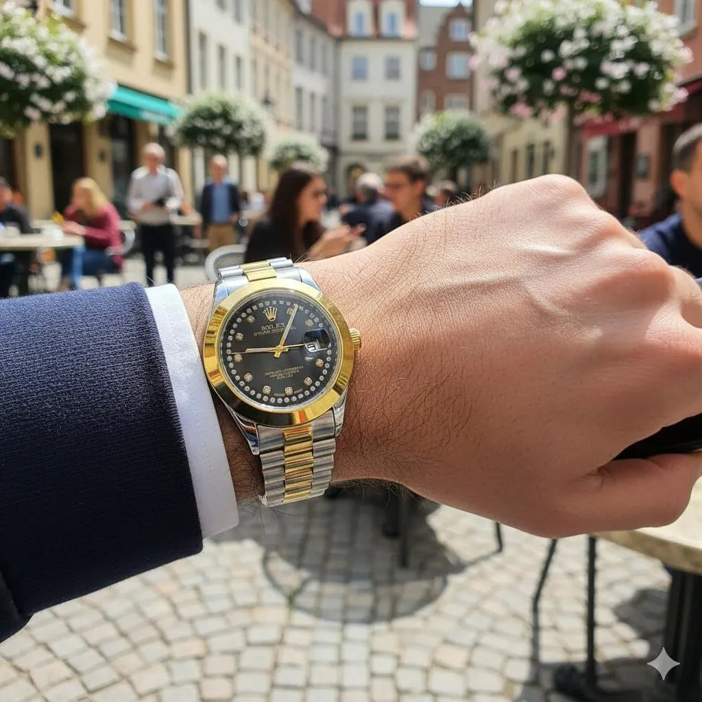 TWO Tone Stainless Steel Gold Watch For Men